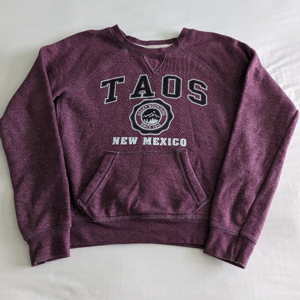 TAOS New Mexico Rocky Mountains crew sweatshirt Kangaroo pocket Teemax size S